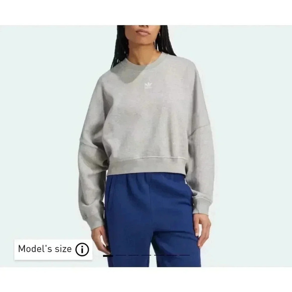 Adidas ESSENTIALS CREW FLEECE SWEATSHIRT Size L - Picture 2 of 10